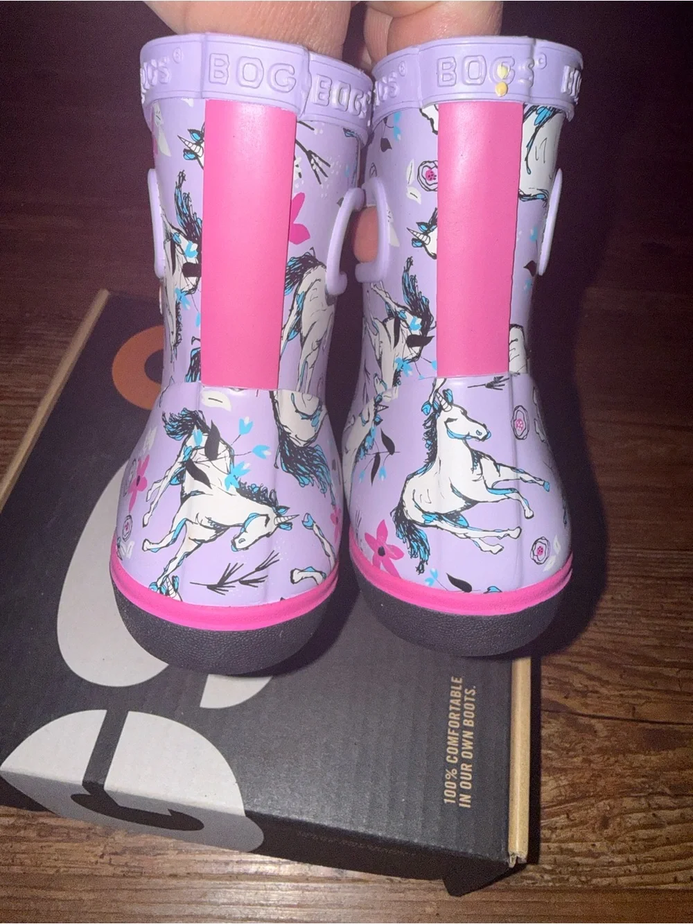 Bogs Kids Lavender Pink Unicorn Rain & Snow Boots with Handles